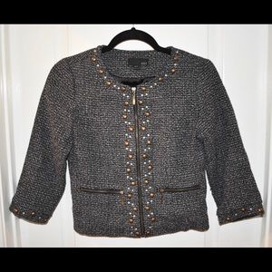 FOREVER 21 EMBELLISHED FAUX PEARLS JACKET TOP S